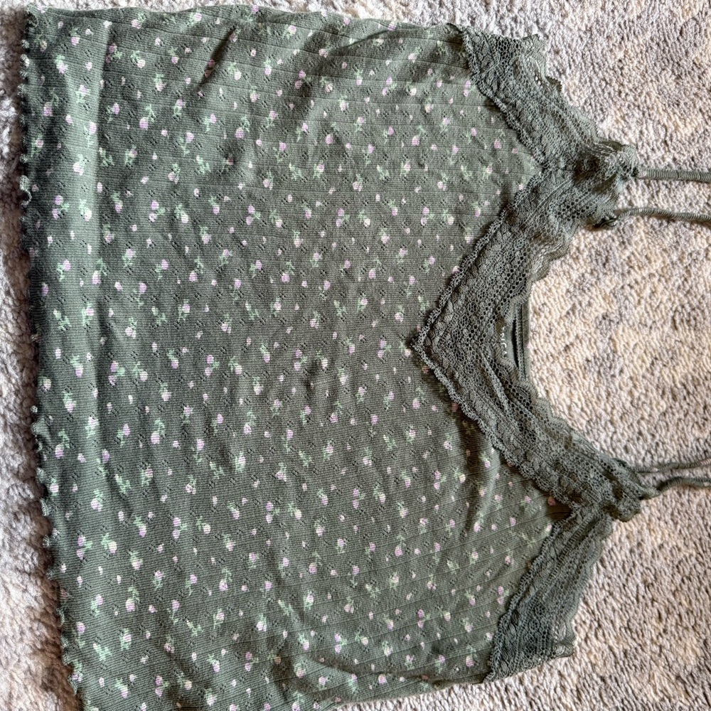 American Eagle Outfitters Olive Lace Camisole